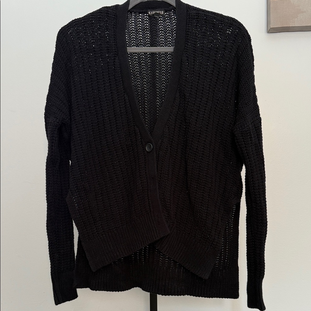 Express Black Open-Knit Cardigan